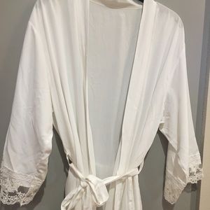 White lace trim bridal robe